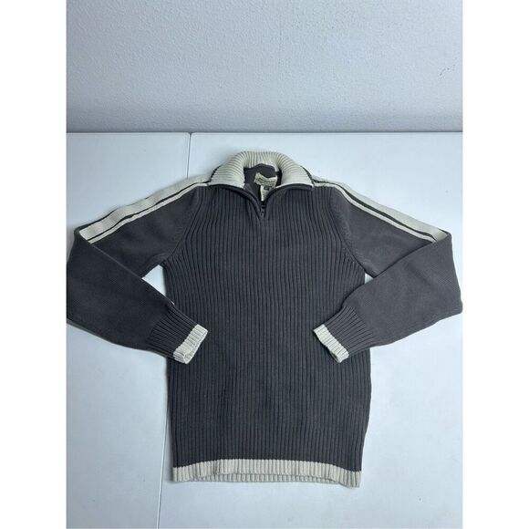American Rag Men's Knit Sweater Gray Cotton 1/3 Zip Turtleneck White Trim Size S - Picture 5 of 10